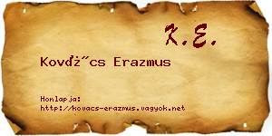 Kovács Erazmus névjegykártya